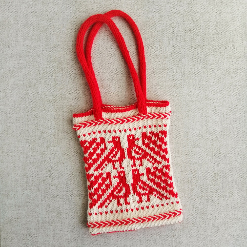 編み込みで北欧柄のミニバッグを作りました - Gray and Yellow