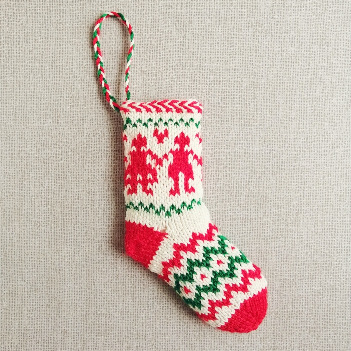 小さなクリスマスソックスを編んでみました。 - Gray and Yellow