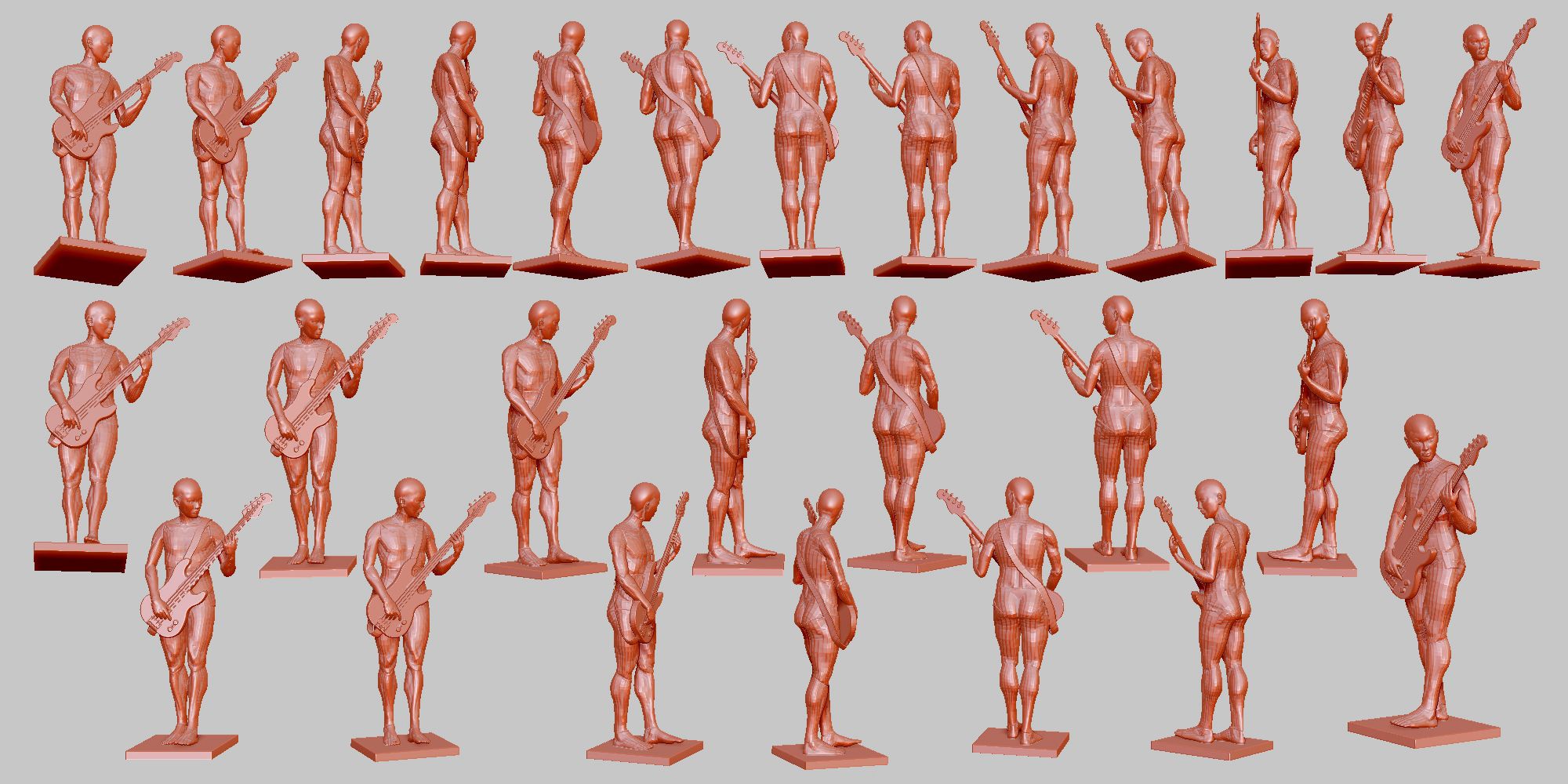 ベースを弾く 01 ポーズ 312 髪と形