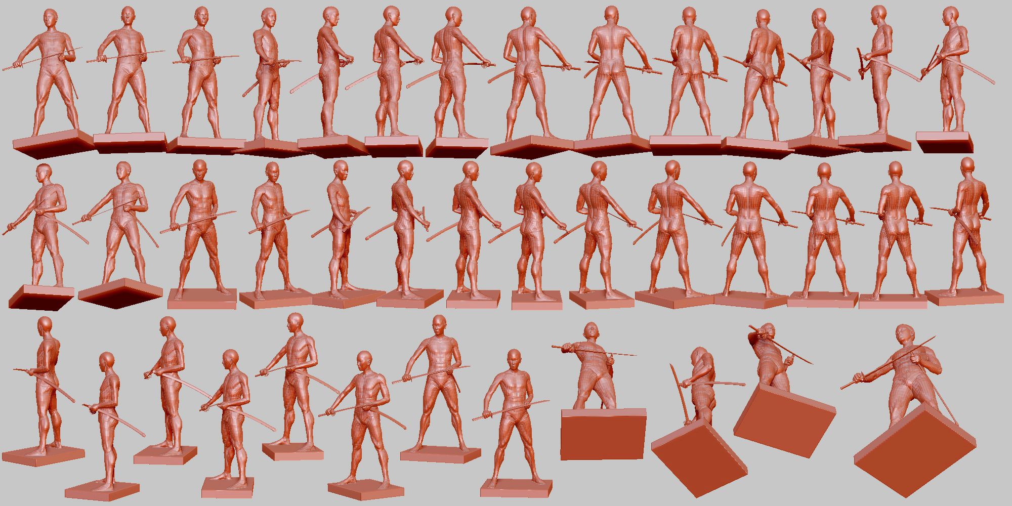 刀を鞘に収める 01 ポーズ 531 髪と形