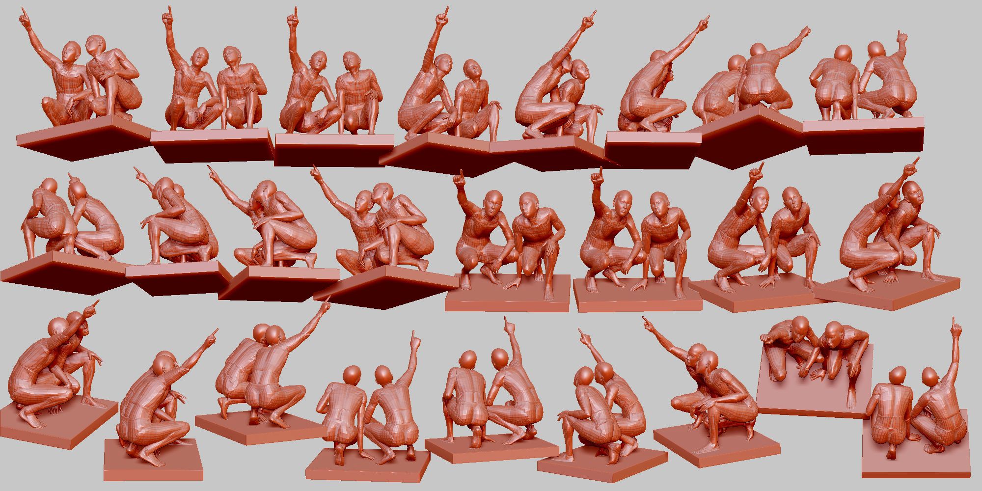 並んで空を見上げる 01 ポーズ 693 髪と形 並んで空を見上げる 01 ポーズ 693 髪と形