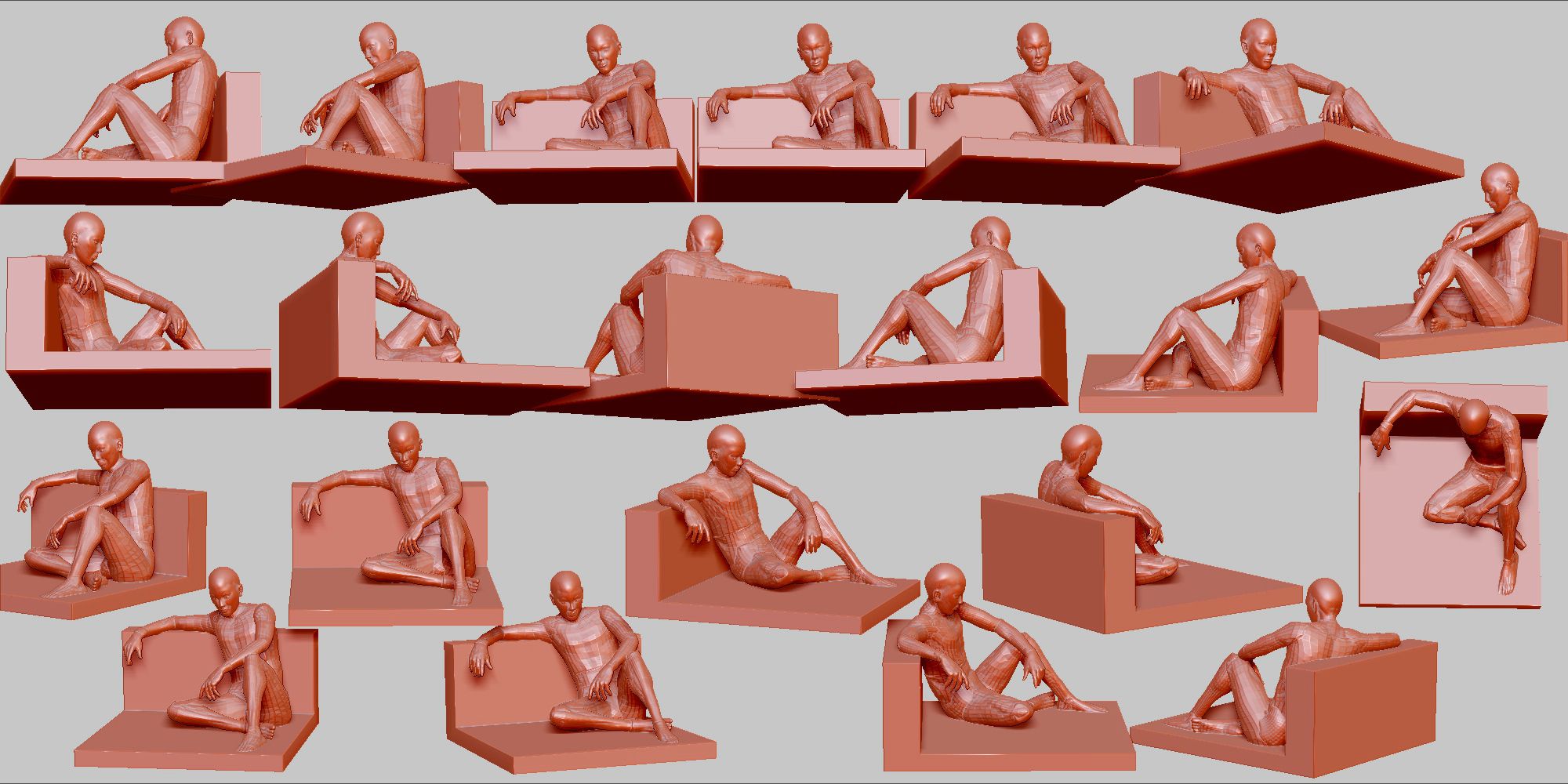 後ろにもたれてくつろぐ ポーズ 771 髪と形