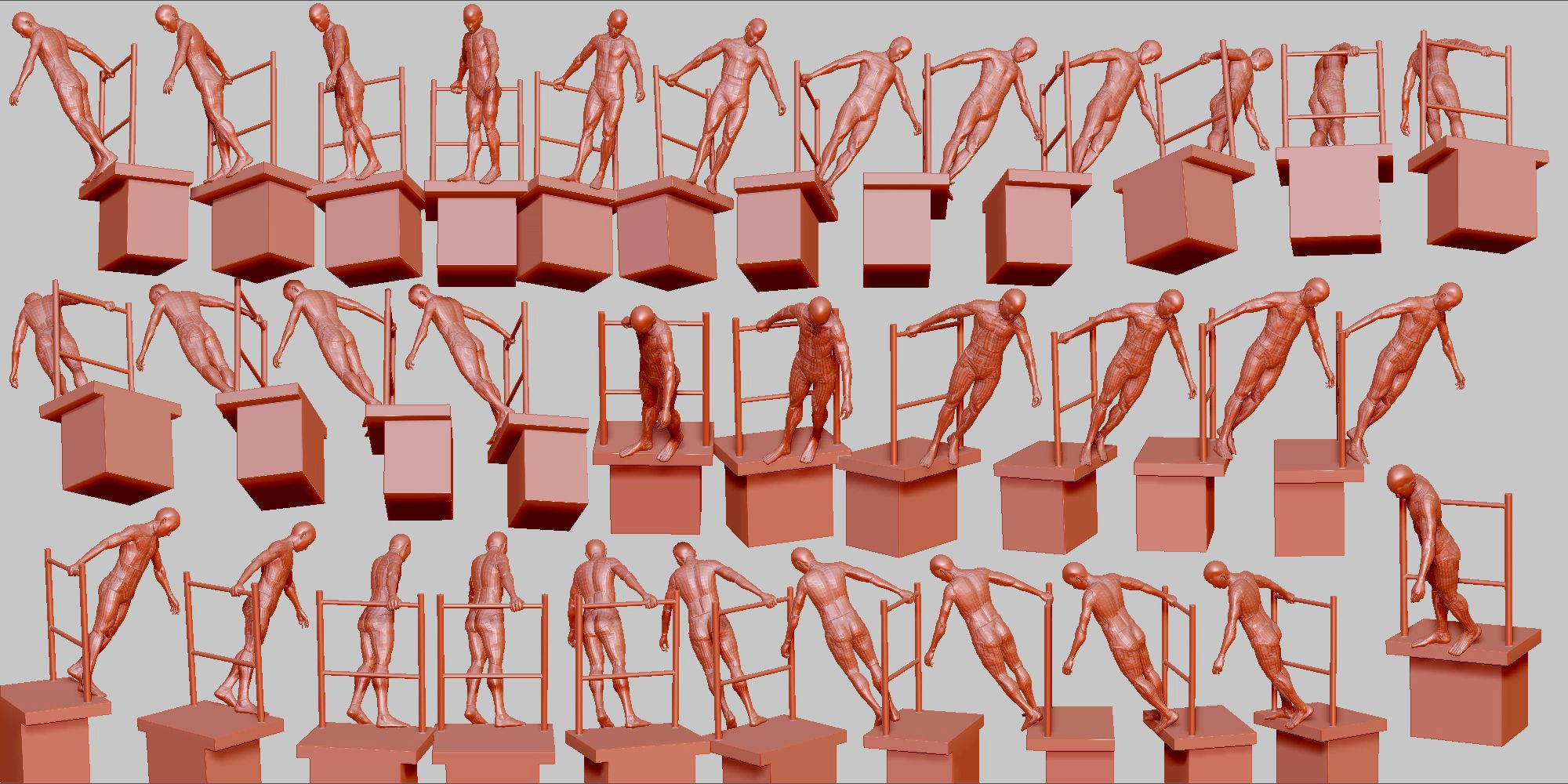 つかまって下を覗く ポーズ 5 髪と形