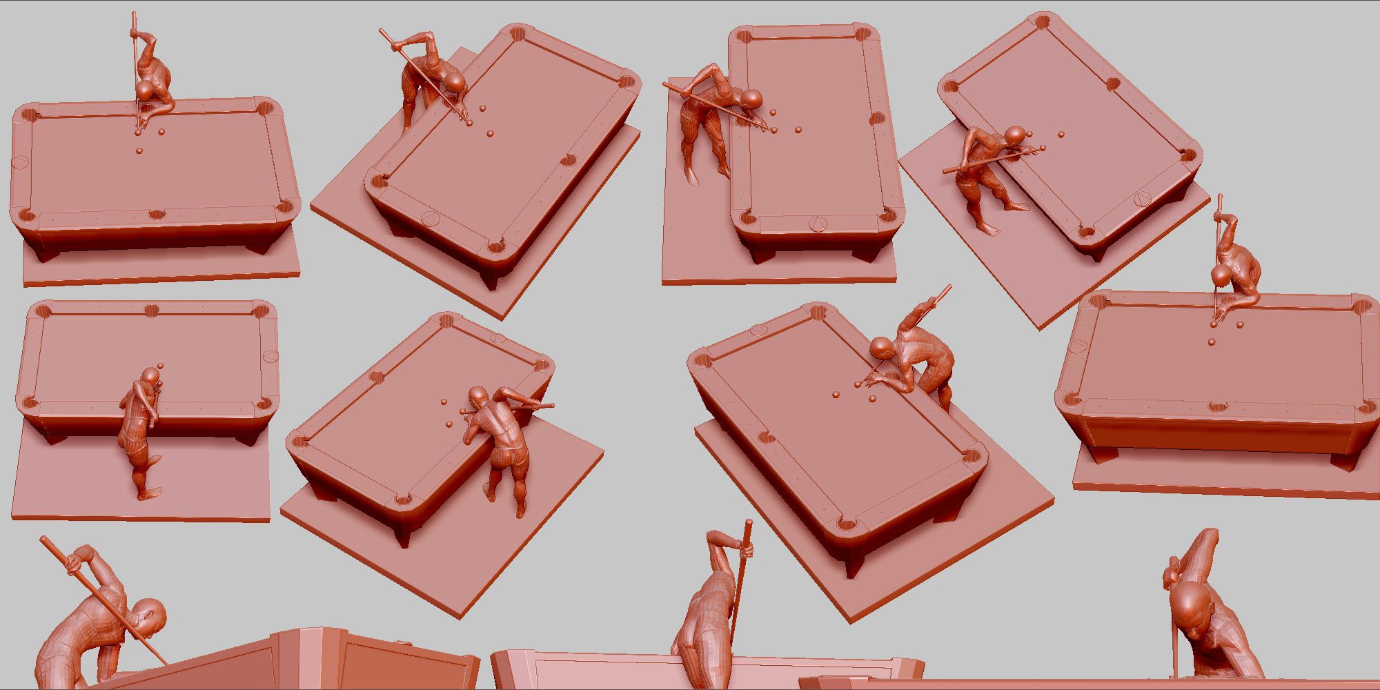 ビリヤード 02 ポーズ 975 髪と形