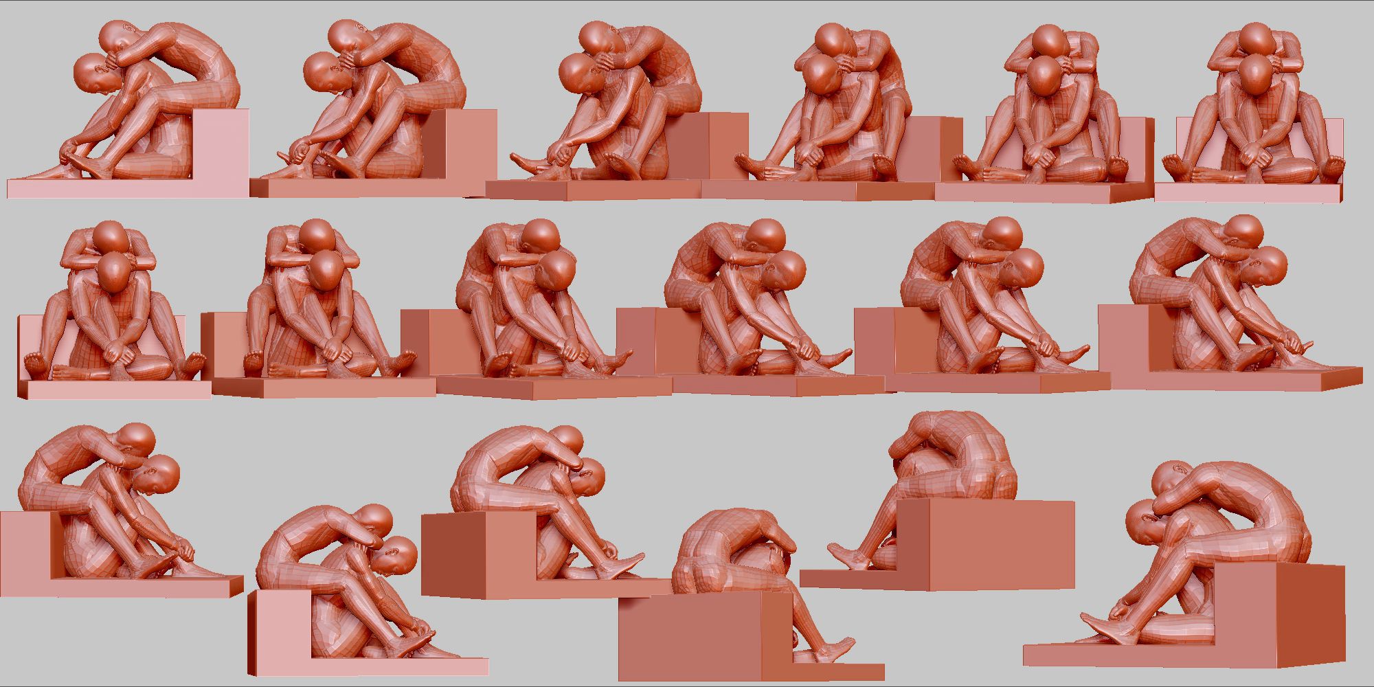 後ろからもたれかかる 02 ポーズ 1019 髪と形