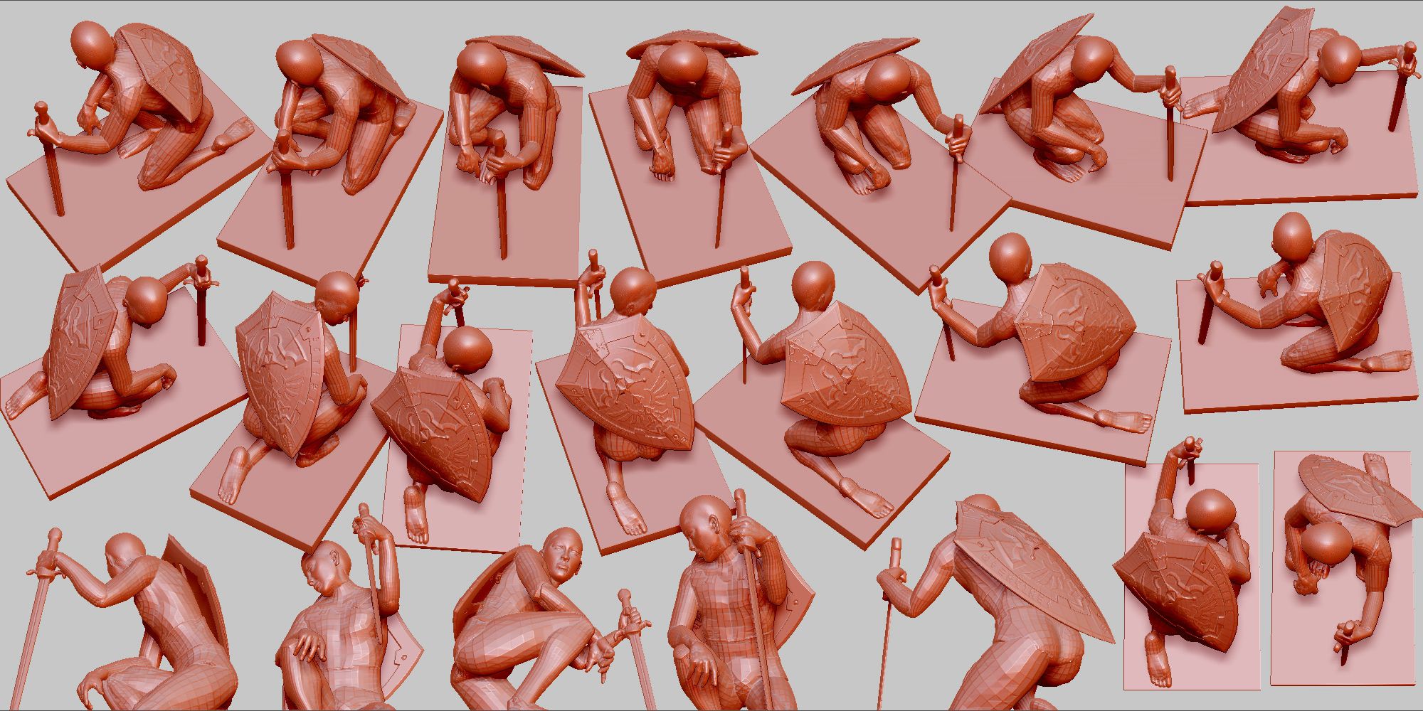 地面に剣を突き刺して振り返る ポーズ 1436 髪と形