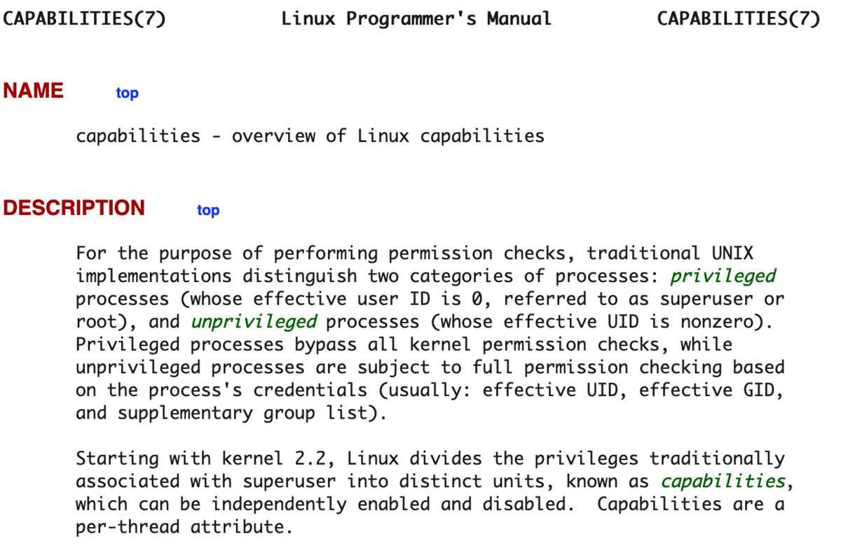 capabilities - overview of Linux capabilities