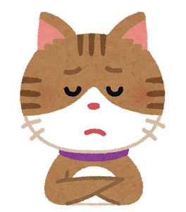 考える様子を猫のイラストで表現