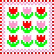 チューリップ9本 ドット絵の小さな素材集とクロスステッチ図案 チューリップ9本 ドット絵の小さな素材集とクロスステッチ図案