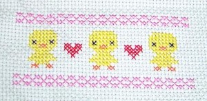 ひよことハート ドット絵の小さな素材集とクロスステッチ図案