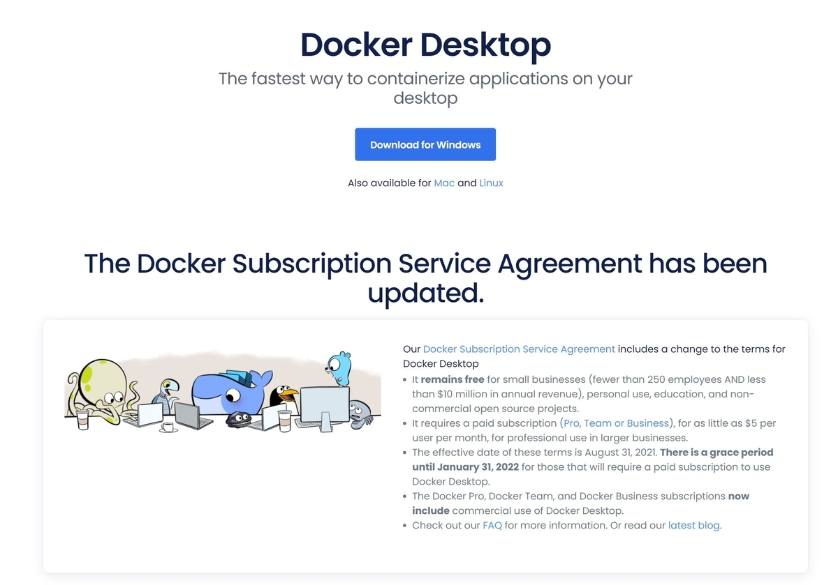 企業のdocker Desktop商用利用は一部を除き有償化されるというニュース Orangeitems S Diary