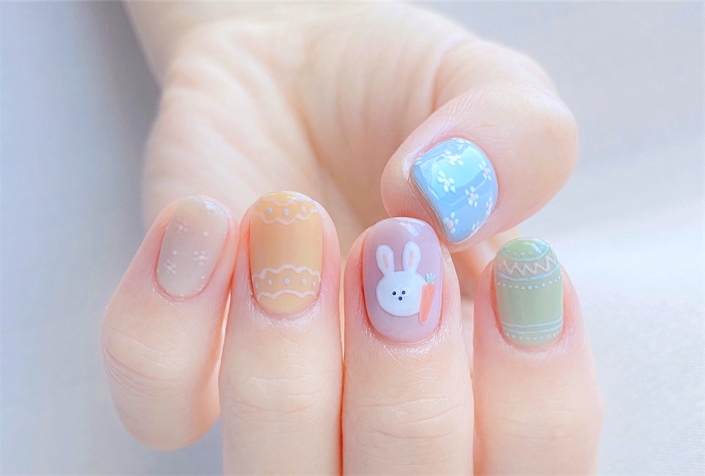 うさぎとたまごのイースターネイル 爪くらいは良いでしょう うさぎとたまごのイースターネイル 爪くらいは良いでしょう
