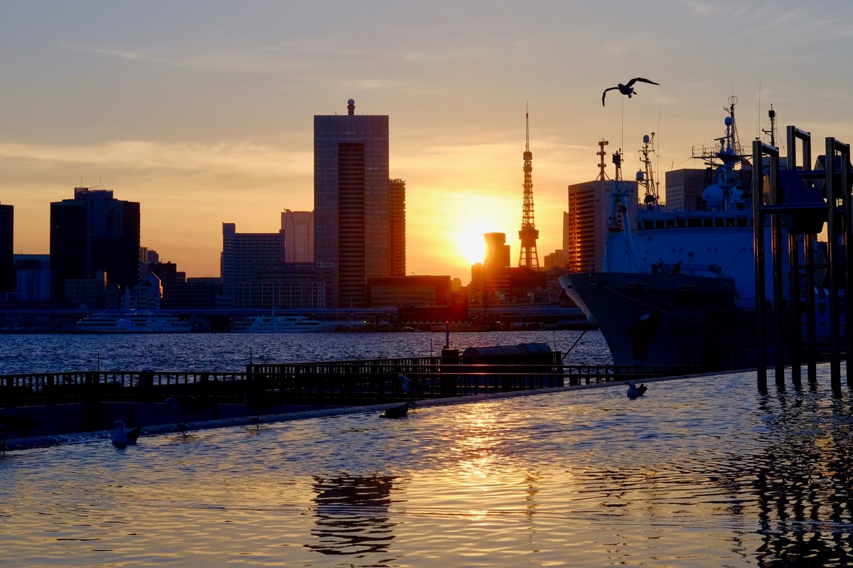 晴海埠頭から臨む、夕暮れの東京タワー2