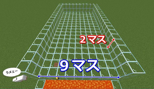 高さ２マスのガラスで囲う
