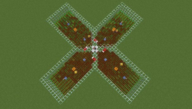 農場部分を×型に