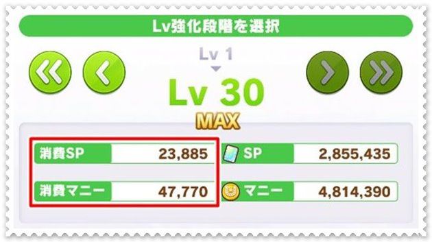 サポートポイントよりマニーの方が多く必要になる