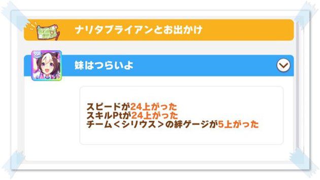 ナリタブライアンとのお出かけ効果。