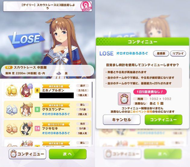 スカウトレースに負けた場合