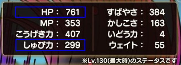 デモンスペーディオの無凸・Lv130のステータス