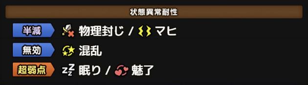 バアラックの状態異常耐性