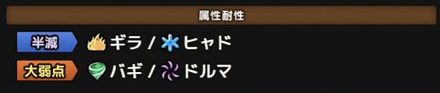 妖魔ジュリアンテの属性耐性