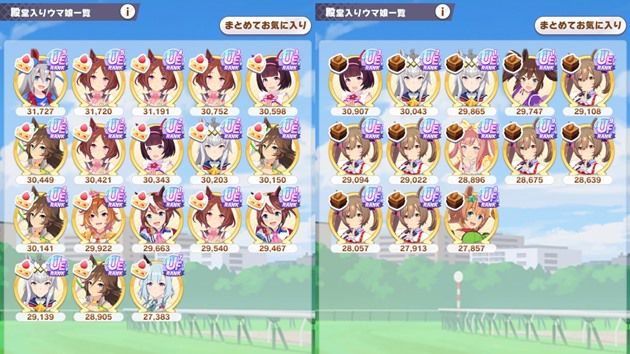 過去に育成したウマ娘