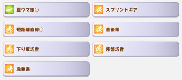 SSRミラクルの所持スキル