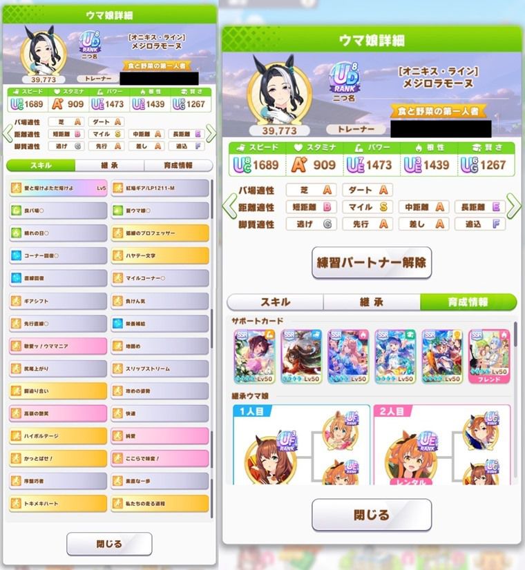 メジロラモーヌ（先行）