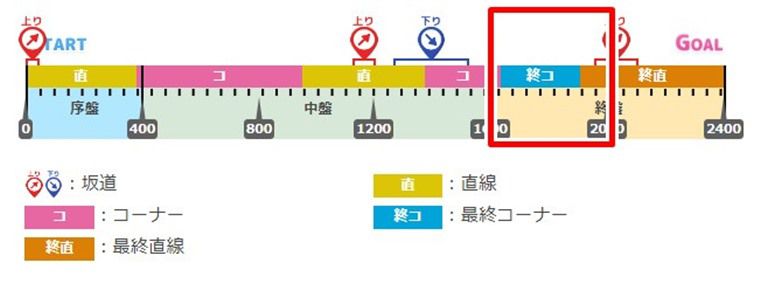 日本ダービーのコース図。