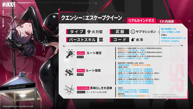 クエンシー：エスケープクイーンの性能