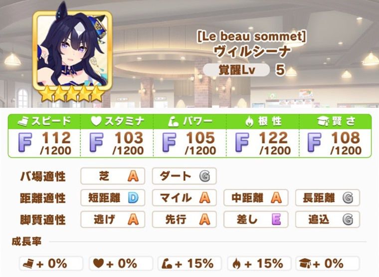 ヴィルシーナの適正・成長率