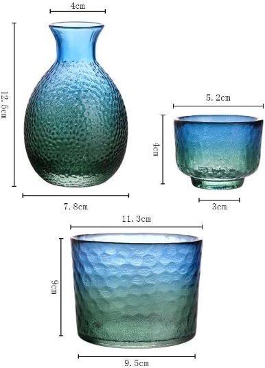 日本酒用酒器6点セットの各サイズ