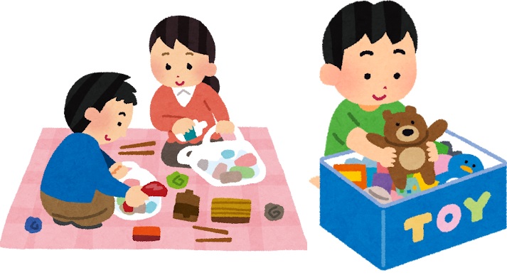 後片付けしている親子