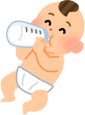 哺乳瓶でミルクを飲んでいる赤ちゃん