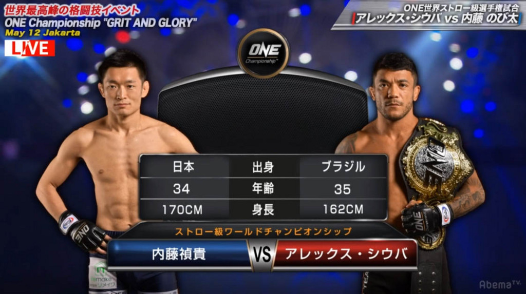 ５ １２ One Championship 内藤のび太vsアレックス シウバ 激戦 熱戦 寝技の殴り合い 男マンの日記