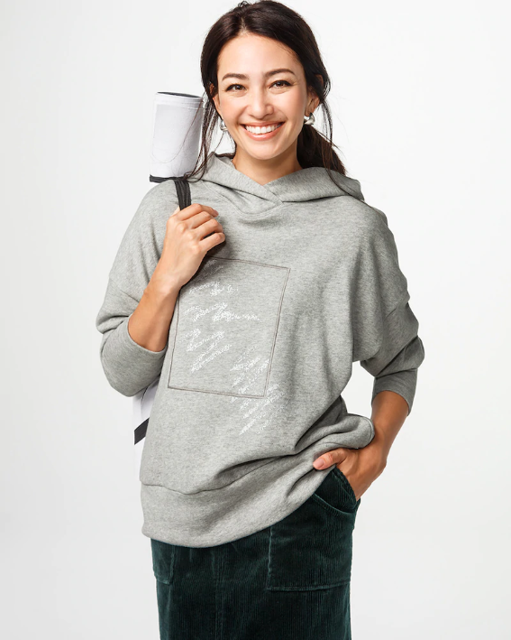 コットン裏毛・箔プリントパーカ