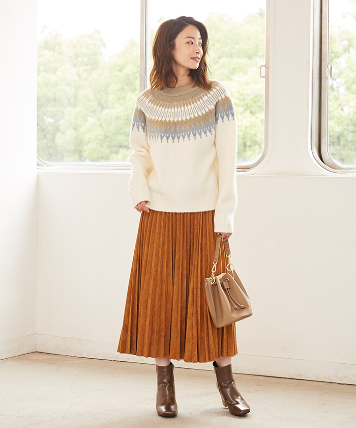 ノルディック柄ふわっとタッチニット