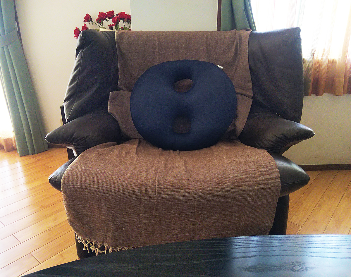 MOGU ボディジョイ・ミディアムを置いたソファー