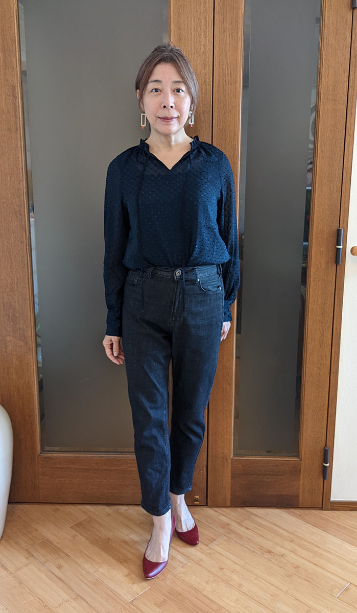 甘撚りエアーデニム・テーパードとのコーデ