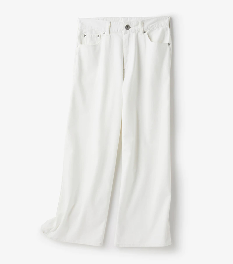 甘撚りカラーデニム・クロップドワイド