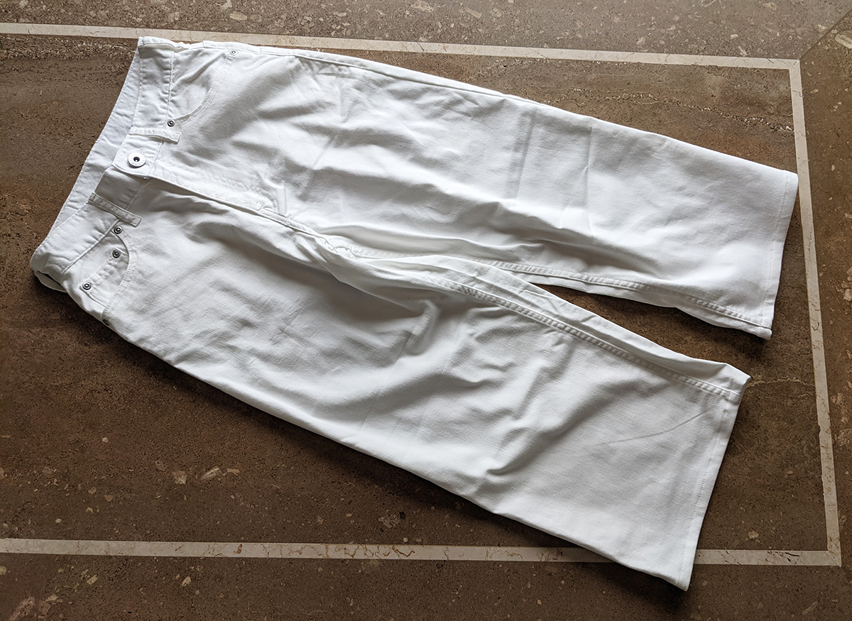 甘撚りカラーデニム・クロップドワイド