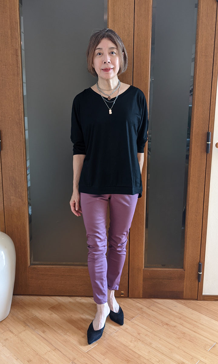 ミラクルストレッチ・アルガンプラス/5ポケットとのコーデ