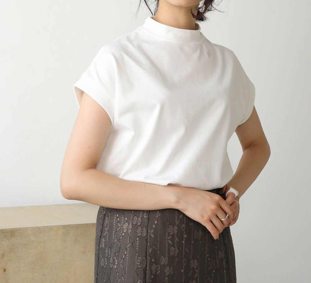Bab USAコットンモックネックフレンチTシャツ