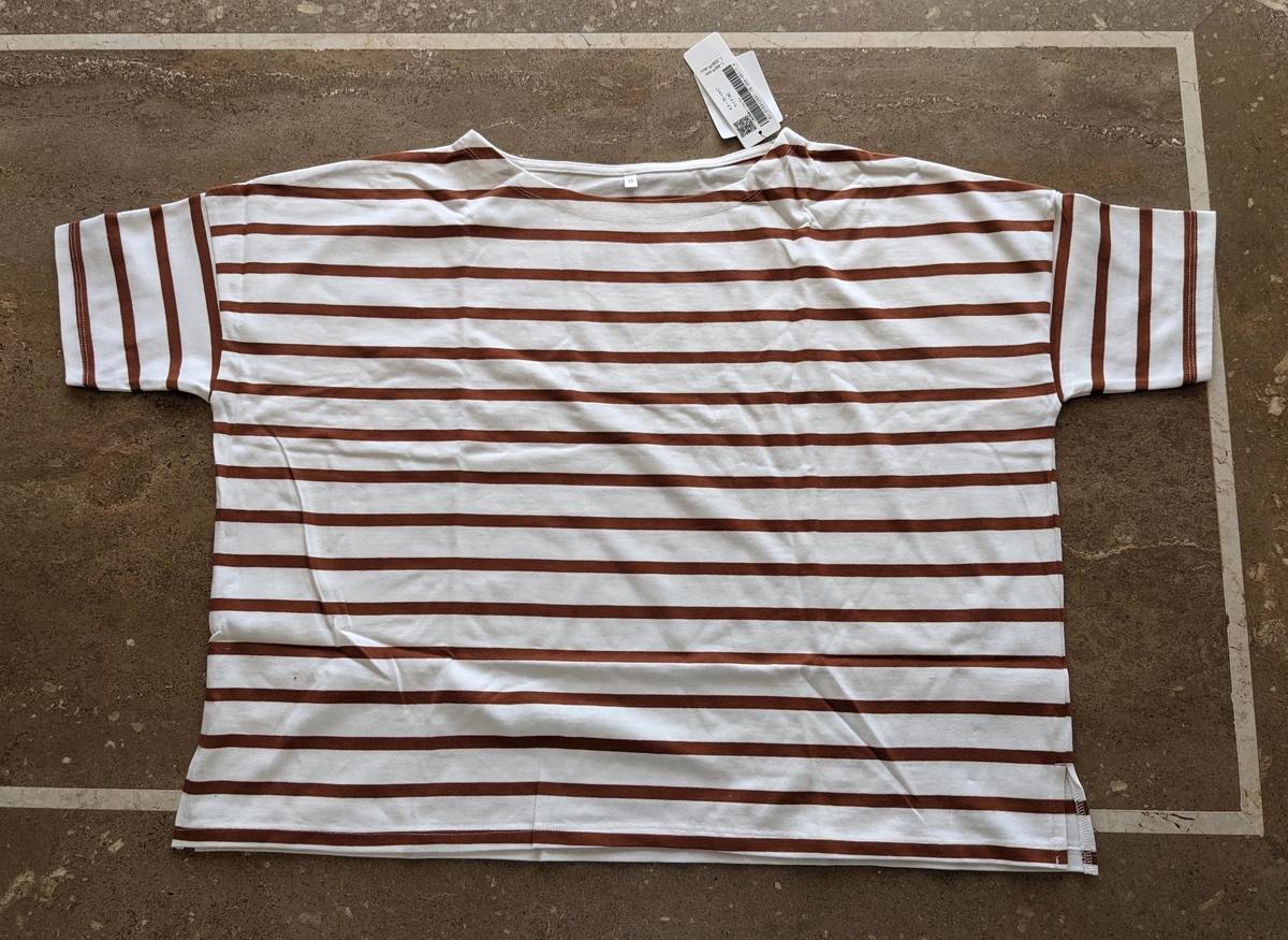 ボートネック5分袖ボーダーTシャツ