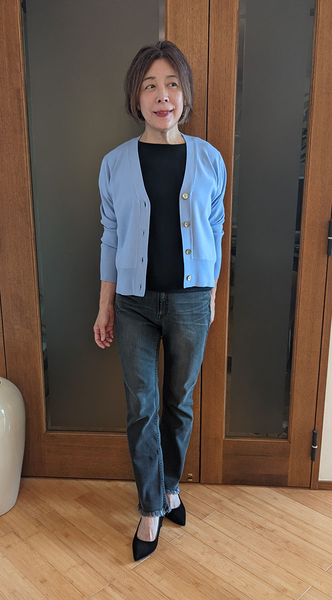 Vネックショートニットカーディガン