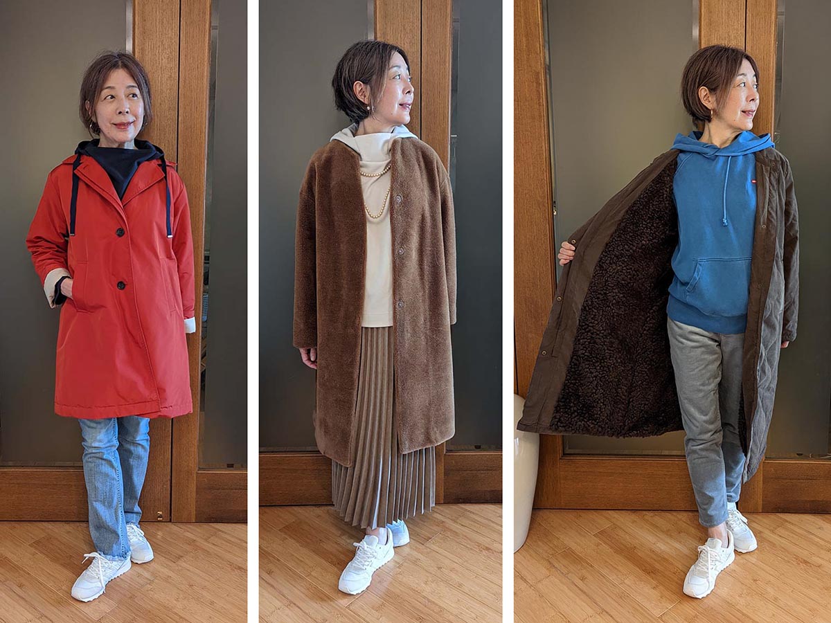 UNITED ARROWS ノーカラー コート 40 袖 リアルファー 取外可（ノー  