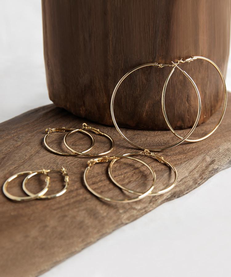 4サイズゴールドフープピアス
