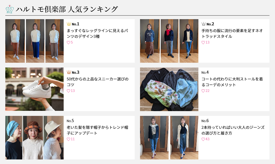 ハルトモ倶楽部人気ランキングのBEST6