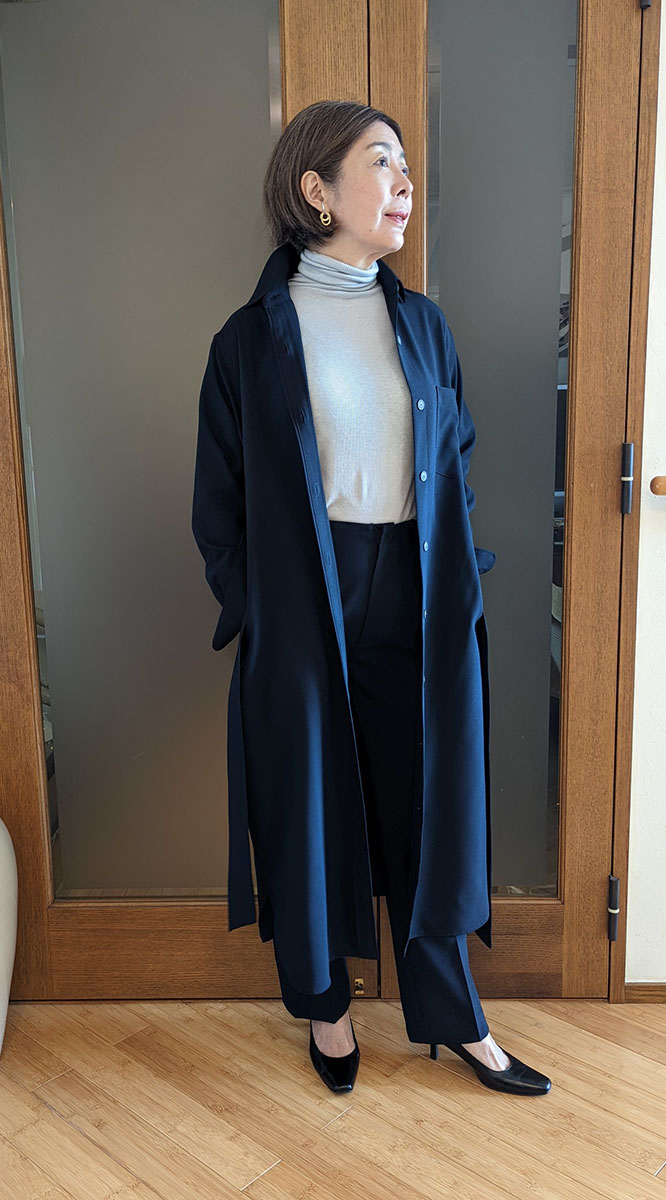 【SOÉJU】カシミヤ混タートルネックカットソー(ライトブルー:M) カシミヤ混タートルネックカットソー - SOÉJU online store