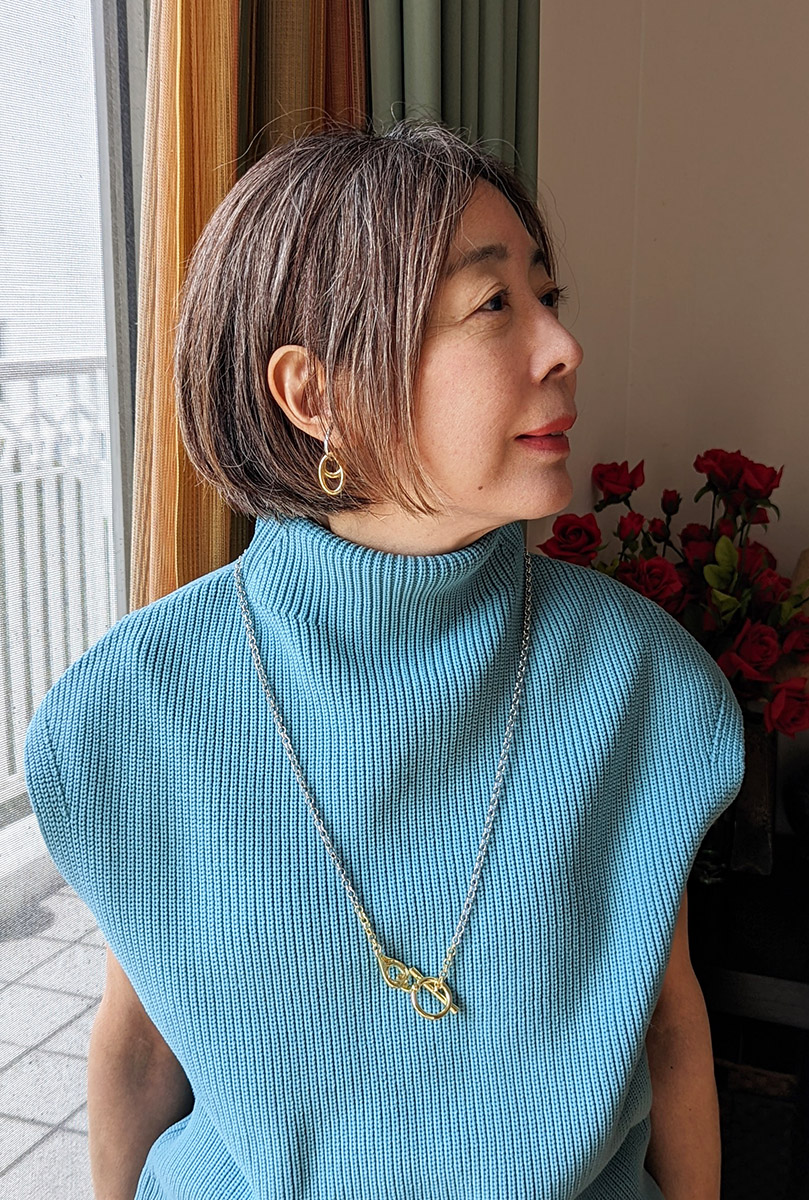 バイカラーマンテルチェーン ネックレス 2way ゴールド&シルバー